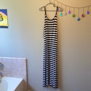 Volcom black and white striped maxi dress